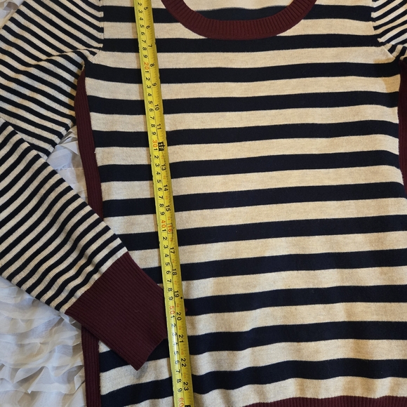 Olive & Oak Burgundy and Cream Striped Long Sleeved Sweater - Picture 3 of 4